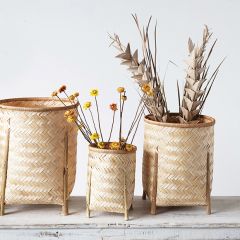 Bamboo Storage Basket With Legs Set of 4