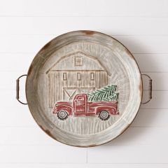 Barn and Truck Metal Tray With Handles