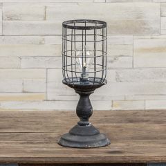 Rustic Farmhouse Pedestal Basket LED Lantern