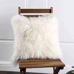 Ivory Mongolian Lamb Fur Pillow