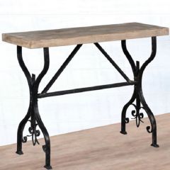 Wood Top Metal Console Table
