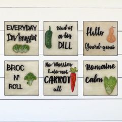 VEGGIE WALL DECOR ON EASELS SET OF 6