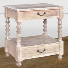 2 Drawer Mango Wood Accent Table