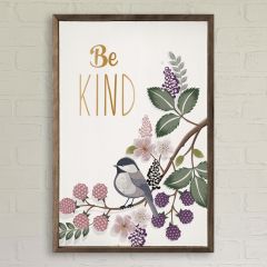 Be Kind Greenery Bird White Framed Wall Sign