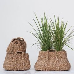 Seagrass Baskets With Woven Handles Set of 3