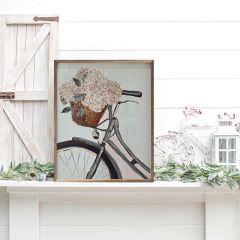 Beach Bike With Hydrangeas Framed Wall Art