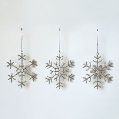 Beaded and Jeweled Snowflake Ornaments Set of 3