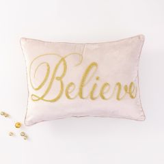 Beaded Blush Velvet Believe Accent Pillow