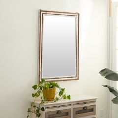 Beaded Wood Framed Rustic Wall Mirror