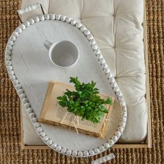 Beaded Wood Oval Trays Set of 2