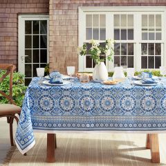 Beautifully Blue Block Print Tablecloth