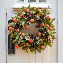 Persimmon And Pinecone Wreath