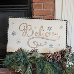 Believe Sign With Snowflakes