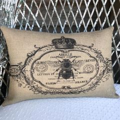 Bee Crest Burlap Pillow