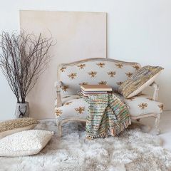 Bee Embroidery Upholstered Sofa
