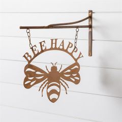 Bee Happy Metal Hanging Sign