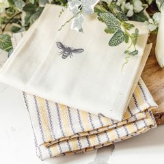 Bee Print Cotton Tea Towel Set of 3