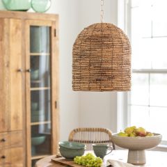 Beehive Seagrass Dome Pendant Light