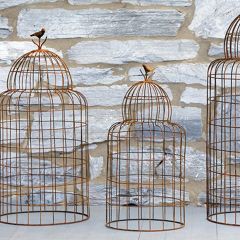 Rusty Finish Bird Cage Decor Set of 3