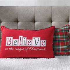 Believe Christmas Lumbar Pillow