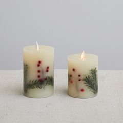 Berries and Cedar LED Pillar Candle Set of 2