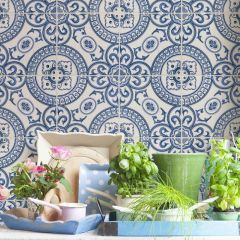 Mediterranean Style Faux Tile Wallpaper