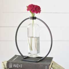 Glass Bottle Vase On Tin Stand