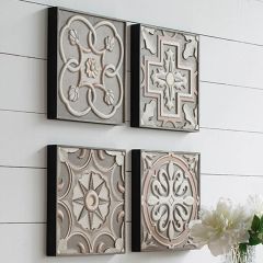 Elegant Carved Wall Tiles Set of 4