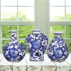 Floral Print Farmhouse Vase Collection Set of 3
