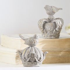 Bird Perched On Crown Set of 2