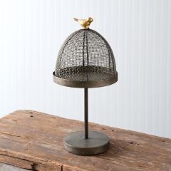 Bird Topped Mini Cloche with Stand