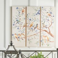 Birds On Branches Triple Canvas Wall Art