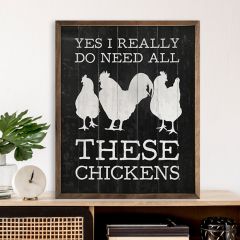 Black All These Chickens Framed Wall Decor