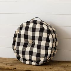 Black Buffalo Check Round Floor Cushion