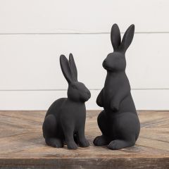 Black Ceramic Bunny Figure