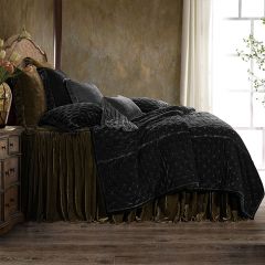 Black Faux Silk Velvet Bed Quilt