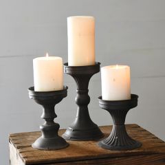 Black Tin Pillar Candle Holders Set of 3