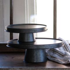 Black Washed Decorative Pedestal Riser 9.5 Inch Diam