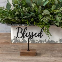 Blessed Script On Wood Stand