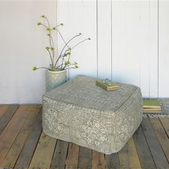 Block Print Square Pouf Ottoman