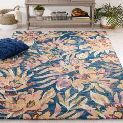 Blooming Florals Blue/Plum Area Rug