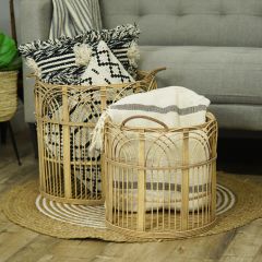 Boho Bamboo Storage Baskets Set of 2