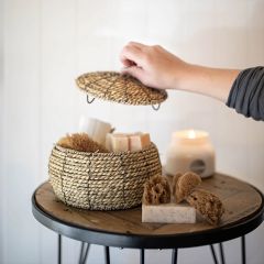 Boho Chic Natural Seagrass Lidded Canister