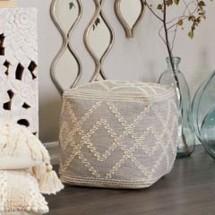 Boho Diamond Pattern Pouf Ottoman