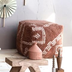 Boho Wool Shag Pouf