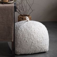 Boucle Cotton Pouf With Handle