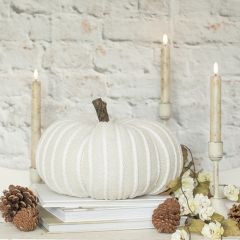 Braided Fabric Pumpkin With Faux Wood Stem