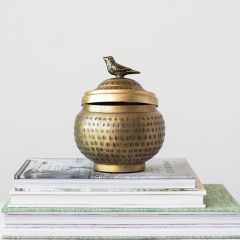 Brass Finished Decorative Lidded Container