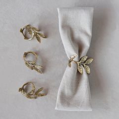 Brass Leaf Napkin Ring Set of 4