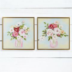 Bright Floral Vase Framed Canvas Print Set of 2